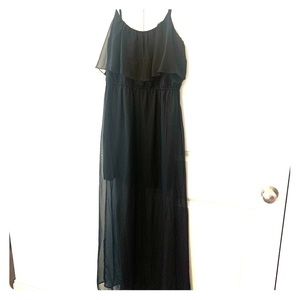 Black maxi with sheer overlay
